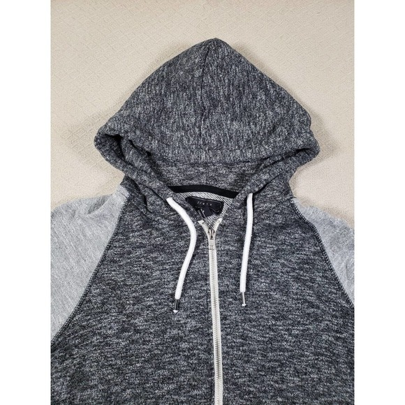 21 Men Sweater Mens Small Gray Colorblock Long Sleeve Full Zip Hoodie Pockets - Picture 6 of 12